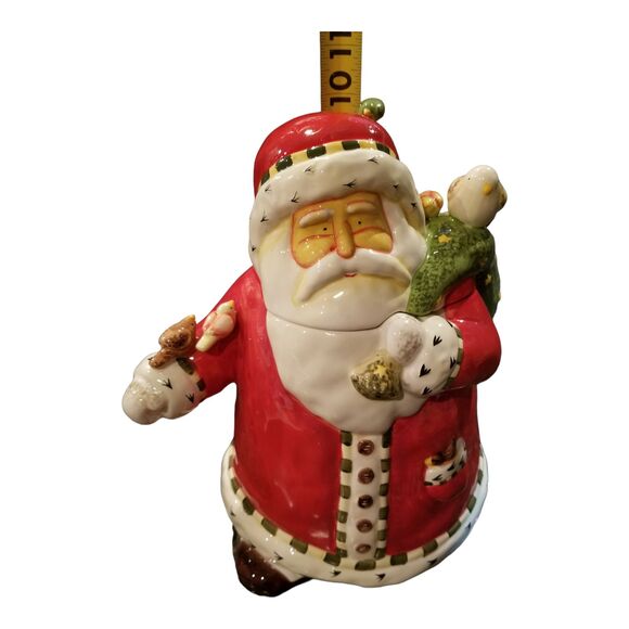 Vintage Gibson 2003 Christmas Santa & Friends Cookie Jar Holiday Decor Red Birds - Picture 8 of 10